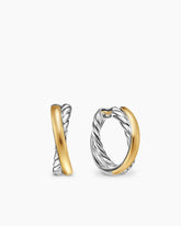 Crossover Hoop Earrings in Sterling Silver with 14K Yellow Gold, 22.3mm